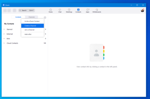 image of Zoom screen setting showing how to add a channel