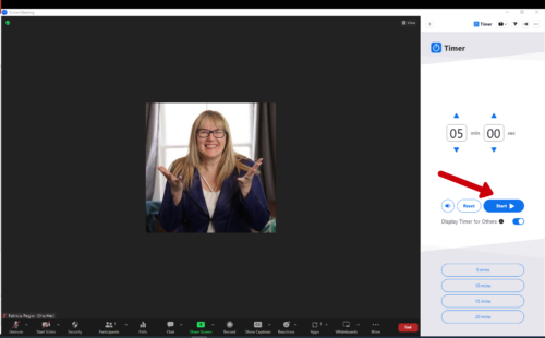 Zoom App Timer click Start