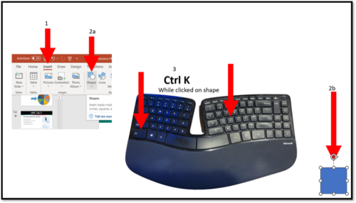 images of the steps you take to add hyperlinks into PPT