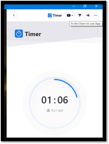 Arrow symbol gives Zoom Timer App option to invite others to se the app