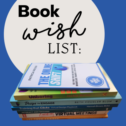 Books wish list with an image of books