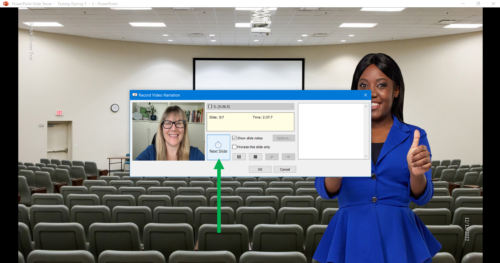 When ready click Next Slide to continue recording and click OK to Save