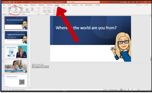 powerpoint slide record button