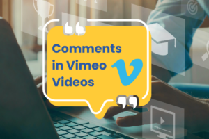 comments in vimeo videos chat bubble for comments. Background laptop