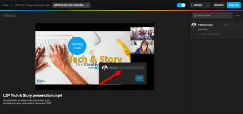Then add your comment to the vimeo video