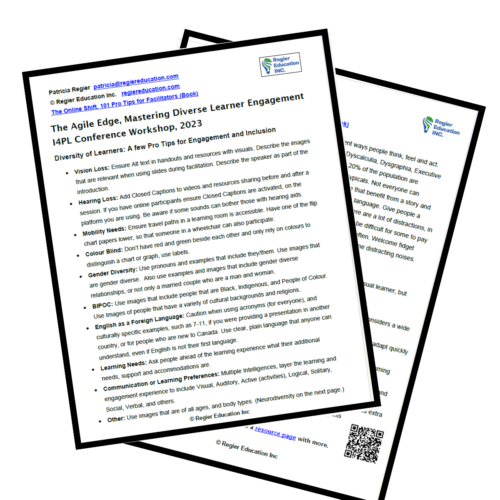 Image of two page handout resource from workshop