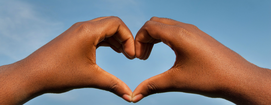 Facilitator self care hands in a heart shape